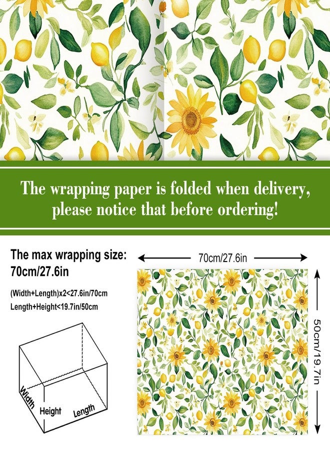 وولاين ورق تغليف هدايا من والين، 8 قطع، بنقشة عباد الشمس - ليس ملفوفًا - ورق تغليف هدايا مزين برسومات زهور مائية باللونين الأخضر والأصفر، مطوي بشكل مسطح، مناسب لحفلات الزفاف وأعياد الميلاد والعطلات والأعمال اليدوية، مقاس 19.7 × 27.6 بوصة - Image 2